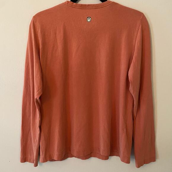 Life Is Good Women's size Medium Pink Red Long Sleeve Shirt Green Heart Cotton - Picture 6 of 9